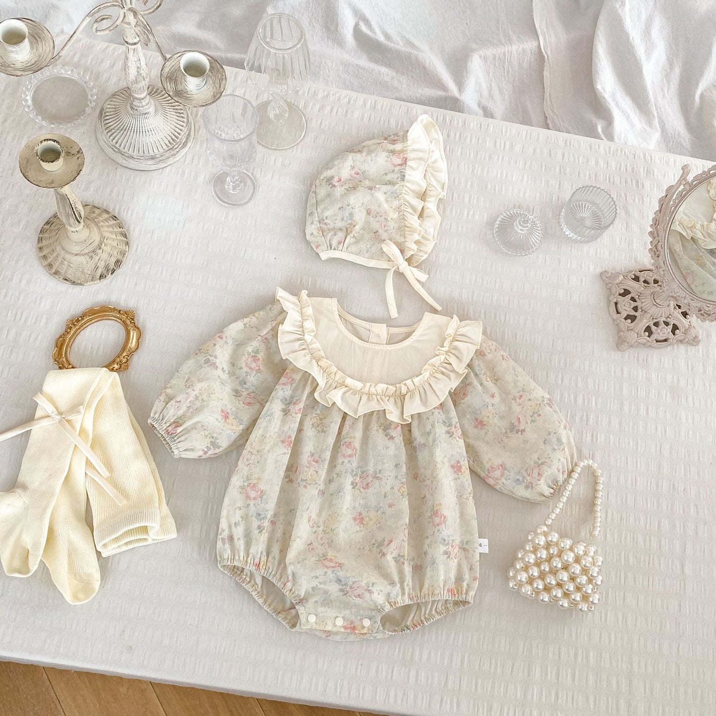 Spring Arrival Baby Girls Long Sleeves Vintage Floral Pattern Onesies Bodysuits, MyKids-USA®, Baby One-Pieces, MyKids-USA - - - - - - -