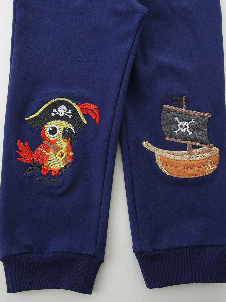 Arrival Spring and Autumn Baby Kids Boys Cartoon Embroidered Pants