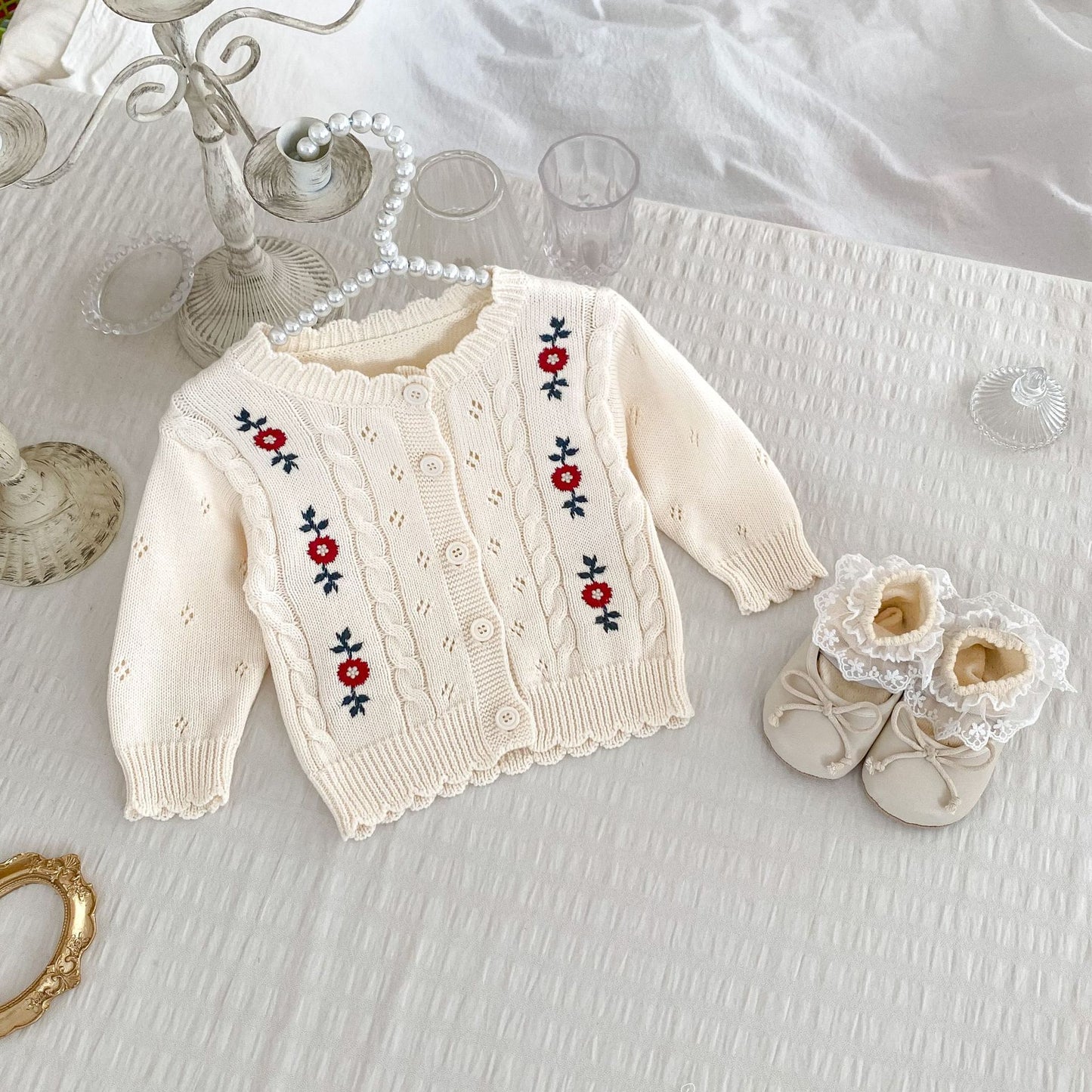 Autumn Arrival Baby Kids Girls Comfortable Floral Pattern Embroidered Knitted Long Sleeves Cardigan, MyKids-USA®, Baby & Toddler Outerwear, MyKids-USA - - - - - - -