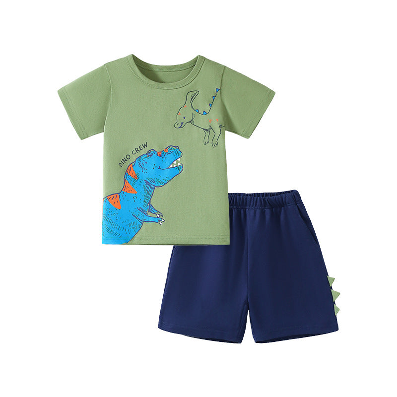 Summer Baby Kids Dinosaurs Cartoon Pattern T-shirt and Shorts Clothing Set for Boys, MyKids-USA®, Baby & Toddler Outfits, MyKids-USA - - - - - - -