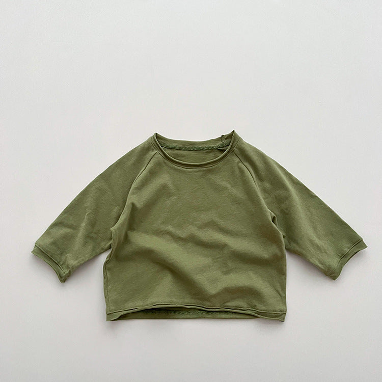 Spring Arrival Kids Unisex Soft Comfortable Long Sleeves Solid Color Top, MyKids-USA®, Baby & Toddler Tops, MyKids-USA - Size/Age - 80 (9-12M) - Color - Green - - - TR2501122338-B