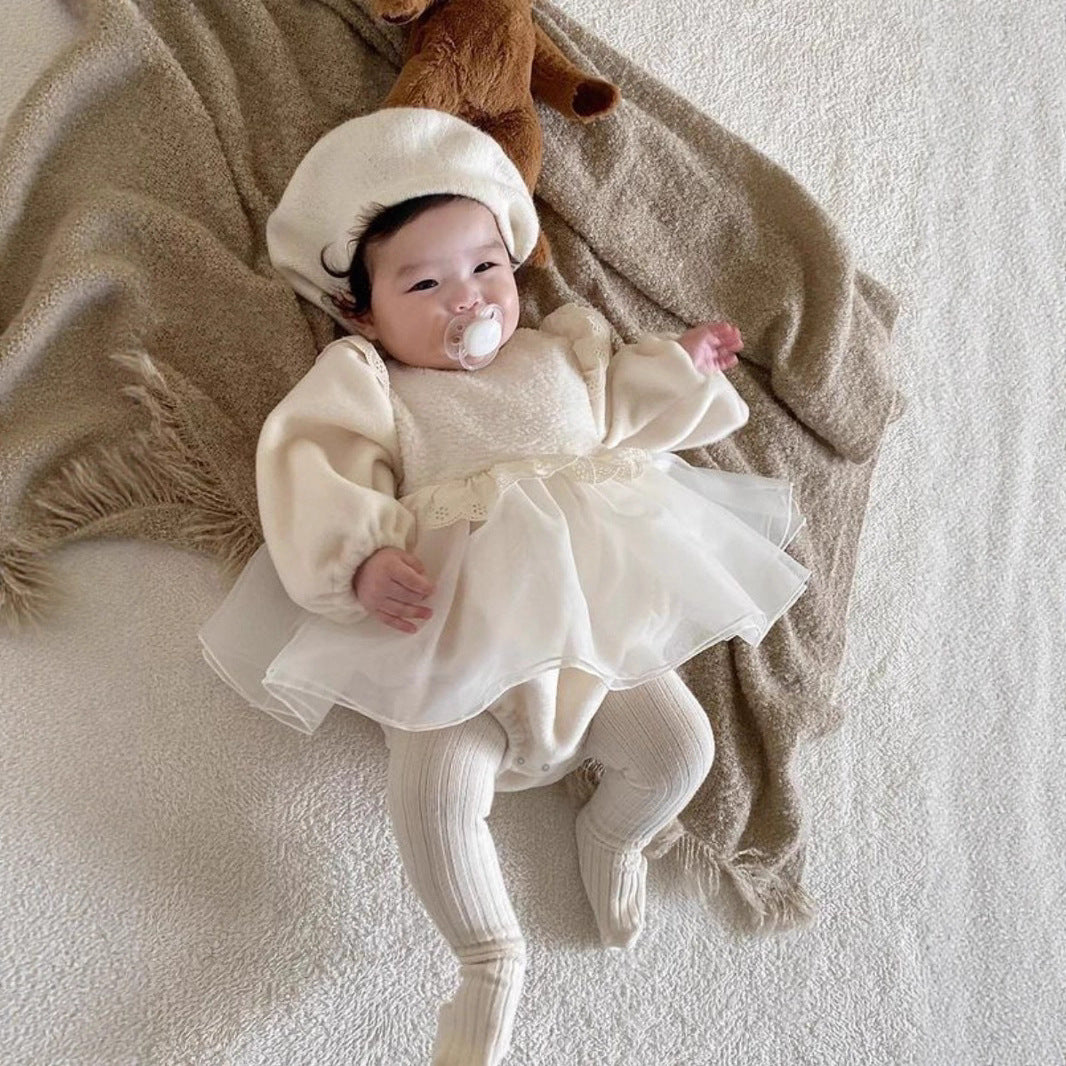 navy blue dress for baby girl Arrival Winter Baby Girls Patchwork Design Long Sleeves Onesies Dress –  MyKids-USA®