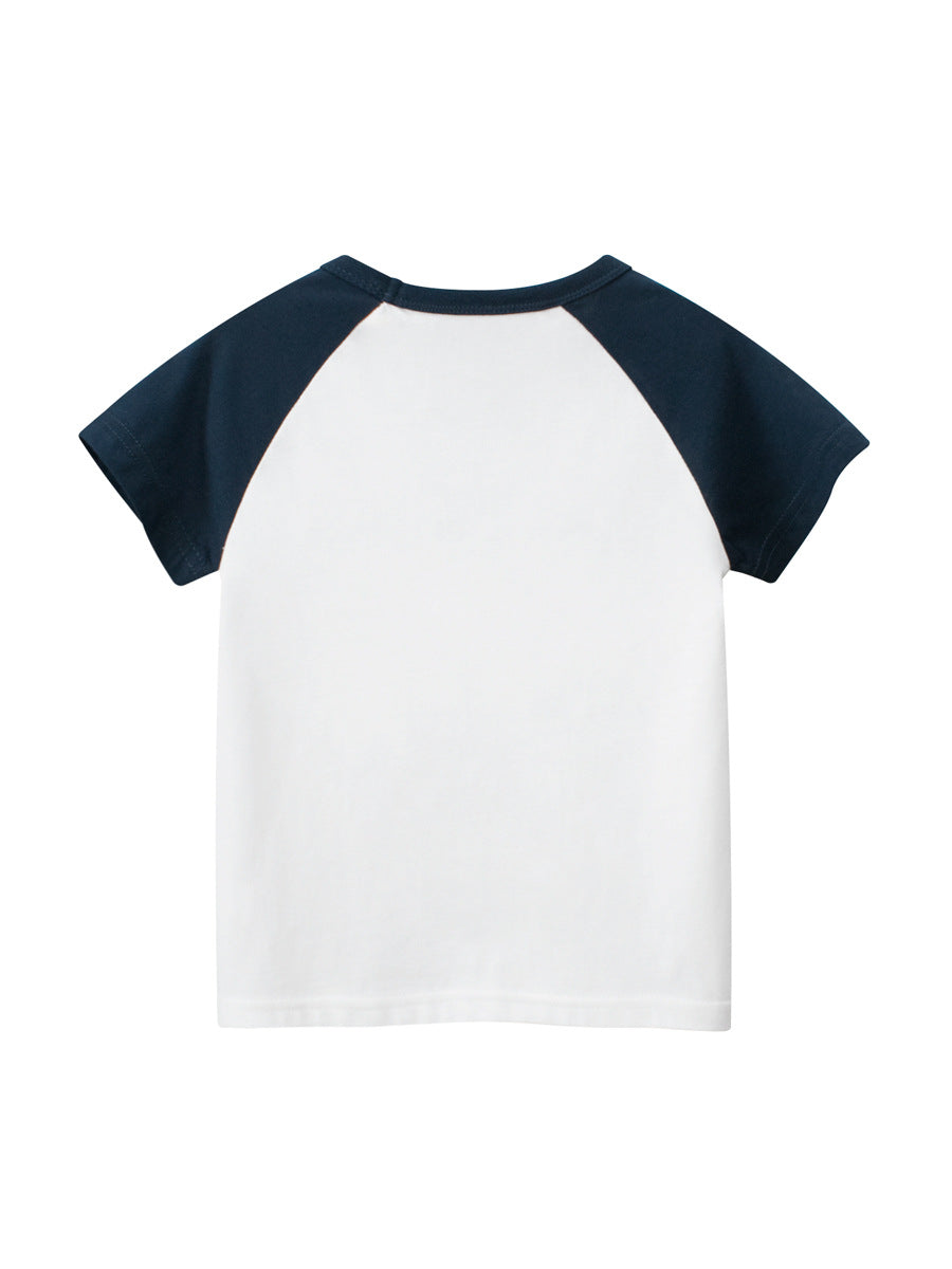 Boys’ Cartoon Excavator And Truck Print T-Shirt In European And American Style, MyKids-USA®, Baby & Toddler Tops, MyKids-USA - - - - - - -