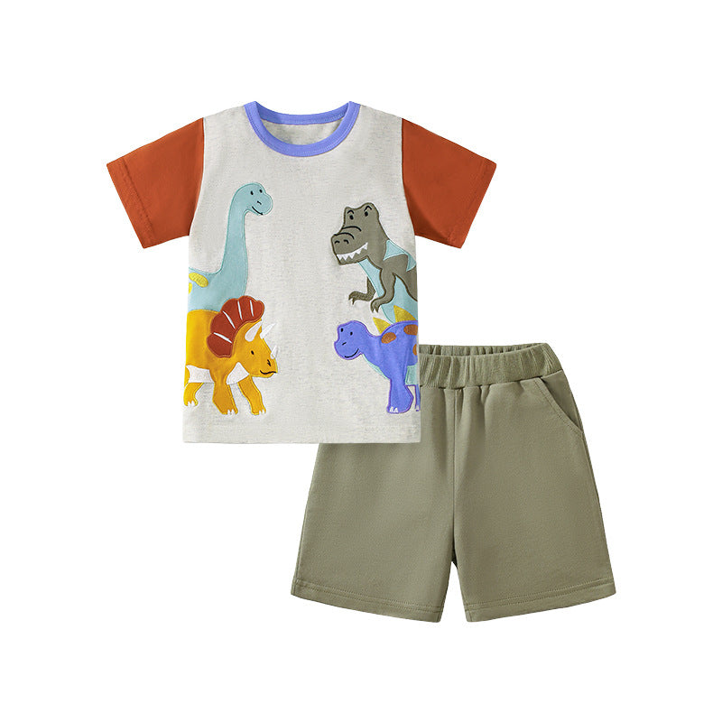 Summer Baby Kids Dinosaurs Cartoon Pattern T-shirt and Shorts Clothing Set, MyKids-USA®, Baby & Toddler Outfits, MyKids-USA - - - - - - -