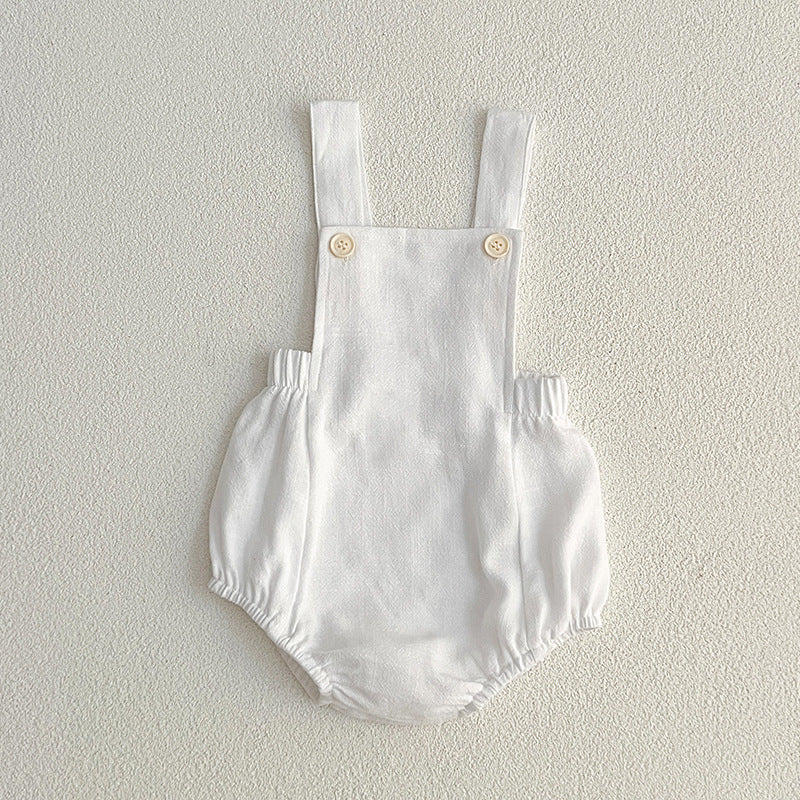 Baby Unisex Solid Color Overalls Design Onesie, MyKids-USA®, Baby One-Pieces, MyKids-USA - Size/Age - 66 (3-6M) - Color - White - - - TR2401181548-D
