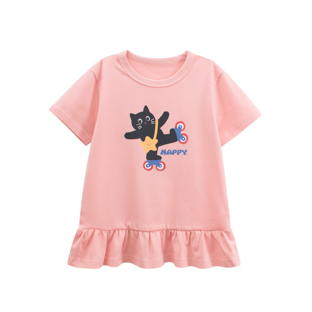 Summer Girls’ Animals Cartoon and Letters Pattern T-shirt in European and American Style, MyKids-USA®, T-Shirts, MyKids-USA - - - - - - - .