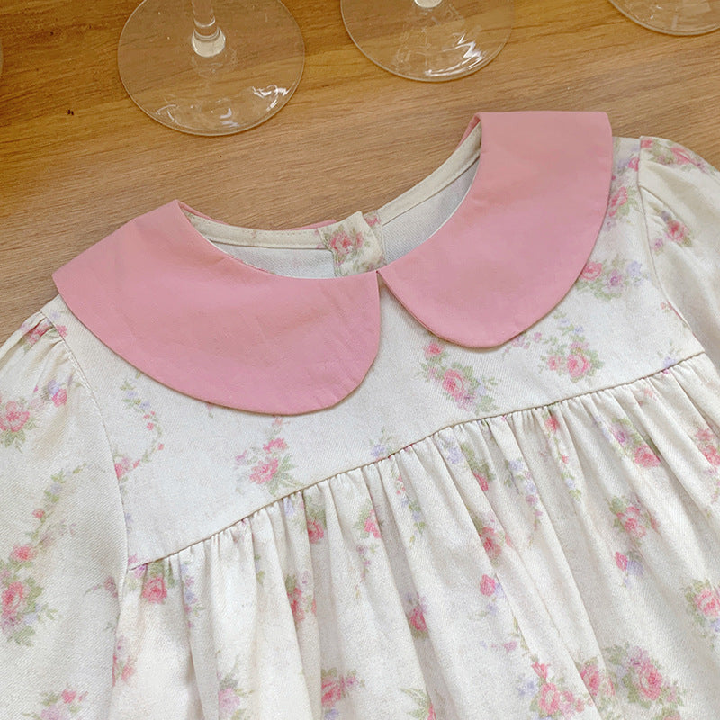 Arrival Autumn Girls Cute Flowers Pattern Long Sleeves Dress with Peter Pan Collar, MyKids-USA®, Baby & Toddler Dresses, MyKids-USA - - - - - - -