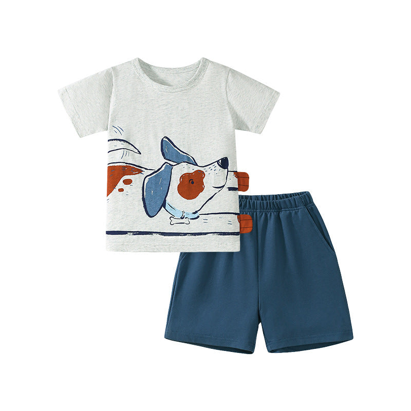 Summer Baby Kids Puppy Cartoon Pattern T-shirt and Shorts Clothing Set, MyKids-USA®, Baby & Toddler Outfits, MyKids-USA - - - - - - -