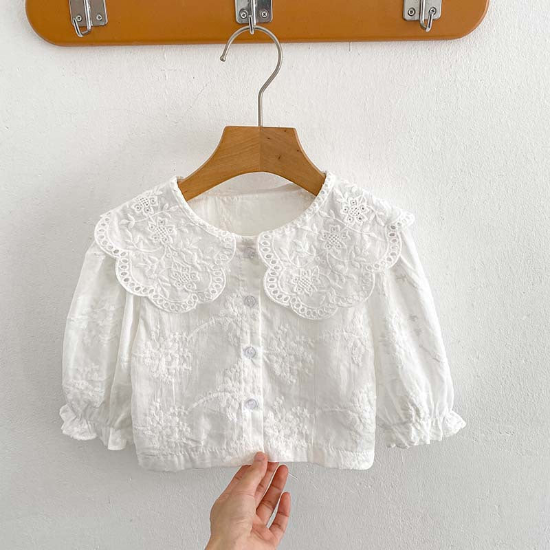 Autumn Baby Kids Girls Solid Color Floral Hollow Out Pattern Long Sleeves Shirt or Ruffle Overalls Onesies – Sister Matching, MyKids-USA®, Baby & Toddler Outfits, MyKids-USA - - - - - - -