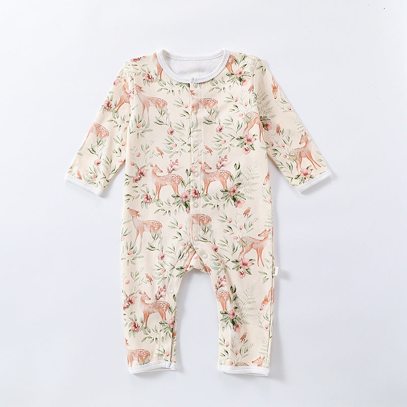 Spring Arrival Animals Cartoon Print Crew Neck Single Breasted Comfy Rompers, MyKids-USA®, Baby One-Pieces, MyKids-USA - Size/Age - 66 (3-6M) - Color - Pink - - - TR2403091615-D