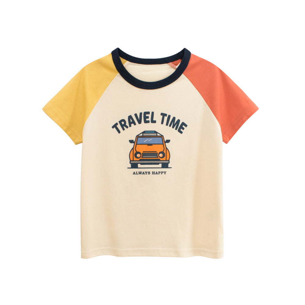 Summer Boys’ Cartoon and Letters Print T-shirt in European and American, MyKids-USA®, Baby & Toddler Tops, MyKids-USA - - - - - - -