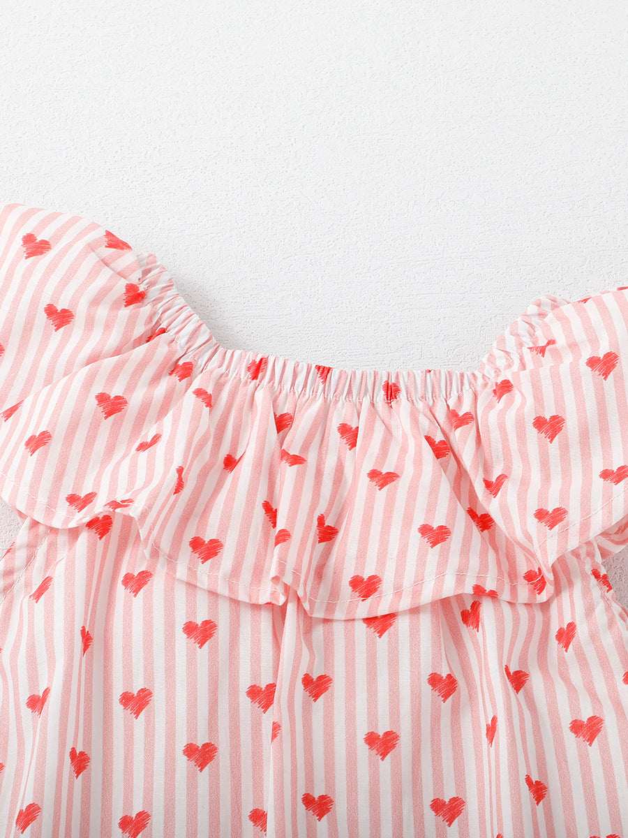 Summer Arrival Girls Sleeveless Red Heart Print Ruffle Collar Dress, MyKids-USA®, Baby & Toddler Dresses, MyKids-USA - - - - - - -