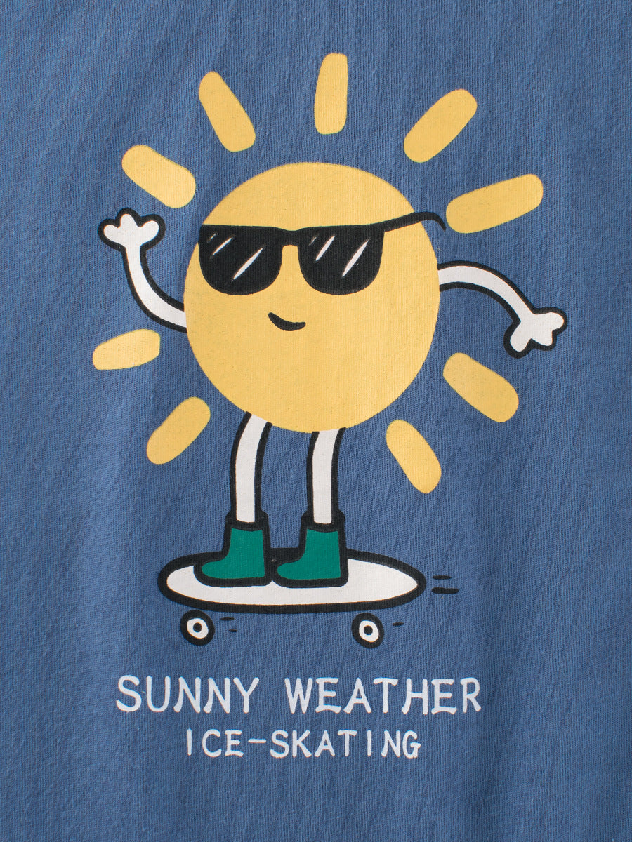 Boys’ Sun Cartoon Print Beige T-Shirt In European And American Style, MyKids-USA®, Baby & Toddler Tops, MyKids-USA - - - - - - -