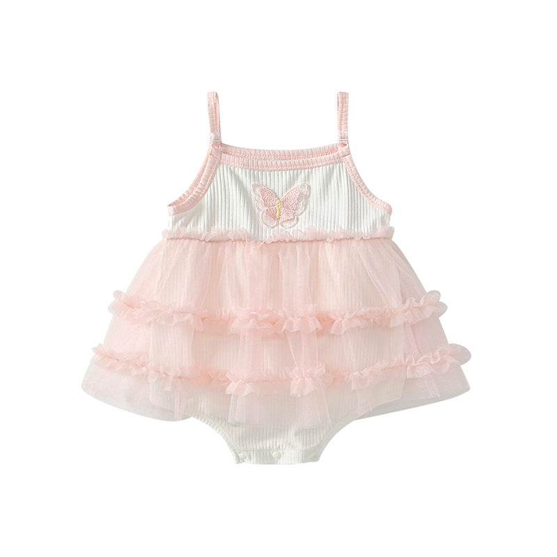 Summer Arrival Baby Girls Cute Color Patchwork Butterfly Pattern Sleeveless Tulle Dress Design Onesies, MyKids-USA®, Baby One-Pieces, MyKids-USA - - - - - - -