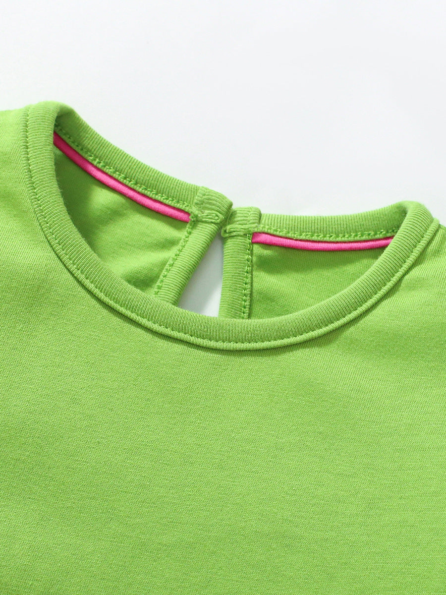 Summer Pure Cotton Animals Pattern Short-sleeved Green Dress for Stylish Girls, MyKids-USA®, Baby & Toddler Dresses, MyKids-USA - - - - - - -