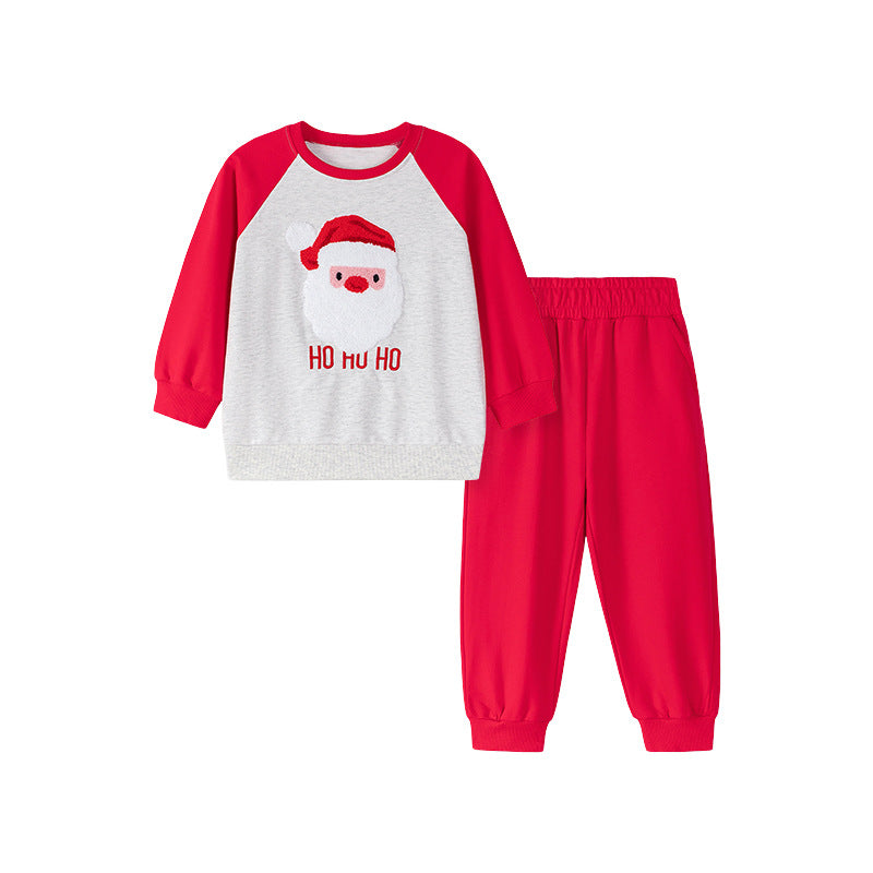 Spring and Autumn Boys Christmas Cartoon Pattern Long Sleeves Color Patchwork Sweatshirt and Pants Clothing Set, MyKids-USA®, Baby & Toddler Outfits, MyKids-USA - - - - - - -