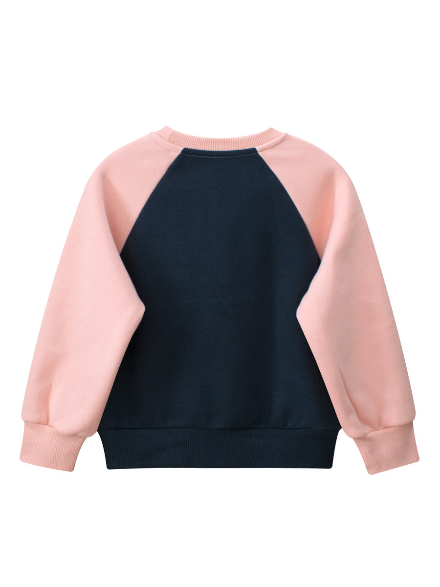 Arrival Girls Cartoon Print Crew Neck Long Sleeves Color Patchwork Sweatshirt, MyKids-USA®, Baby & Toddler Outerwear, MyKids-USA - - - - - - -