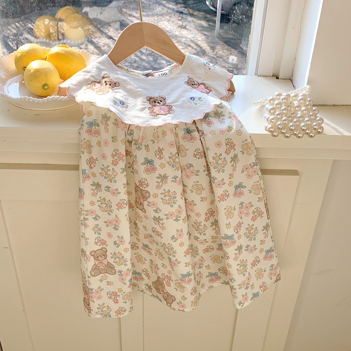 Summer Baby Kids Girls Sleeveless Teddy Bear and Flowers Pattern Dress, MyKids-USA®, Baby & Toddler Dresses, MyKids-USA - - - - - - -