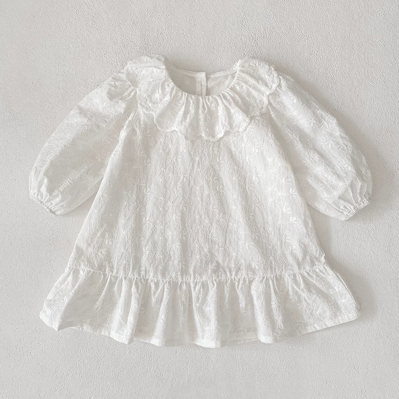 Autumn Baby Girls French Style Solid Color Flowers Embroidered Pattern Long-sleeved Onesies and Dress – Princess Sister Matching Set, MyKids-USA®, Baby & Toddler Outfits, MyKids-USA - - - - - - -