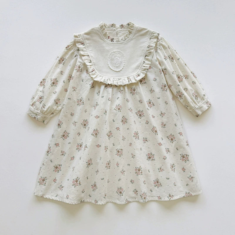 Autumn Arrival Baby Kids Girls Floral Pattern Long Sleeves Ruffle Neck Dress, MyKids-USA®, Baby & Toddler Dresses, MyKids-USA - - - - - - -