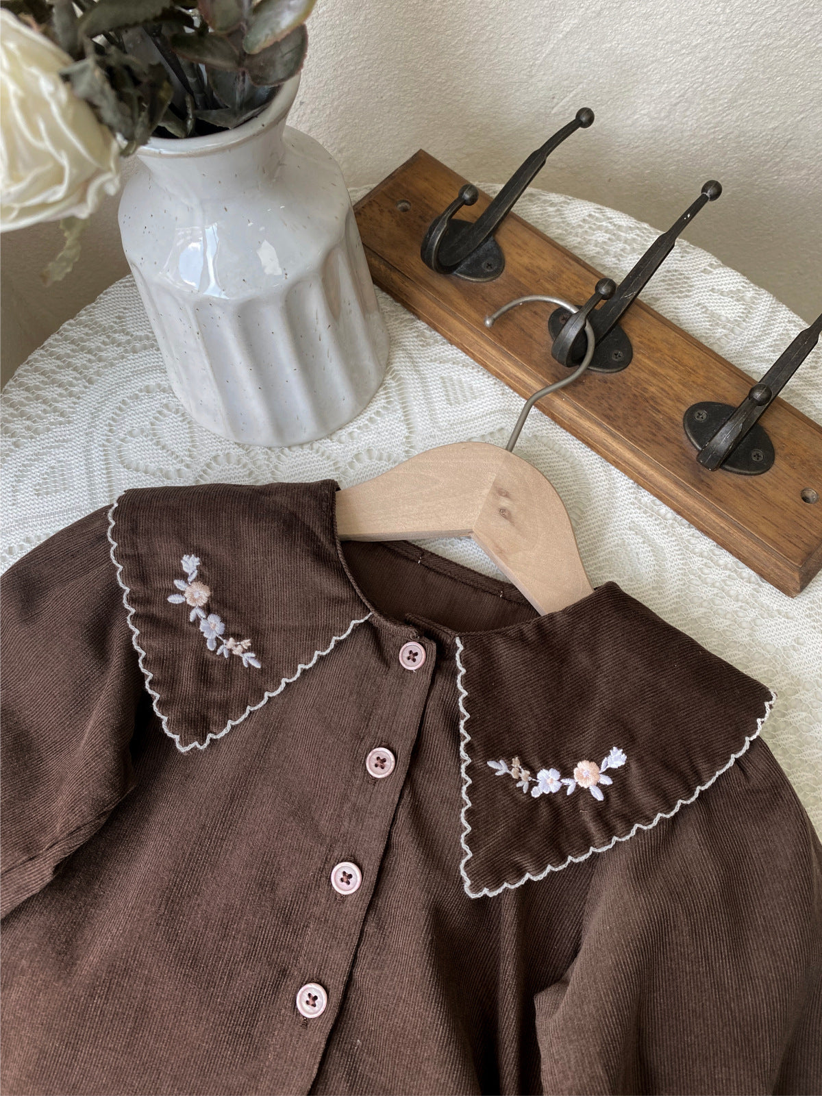 MyKids-USA® Design Autumn Baby Kids Girls Long Sleeves Flowers Embroidered Collar Shirt