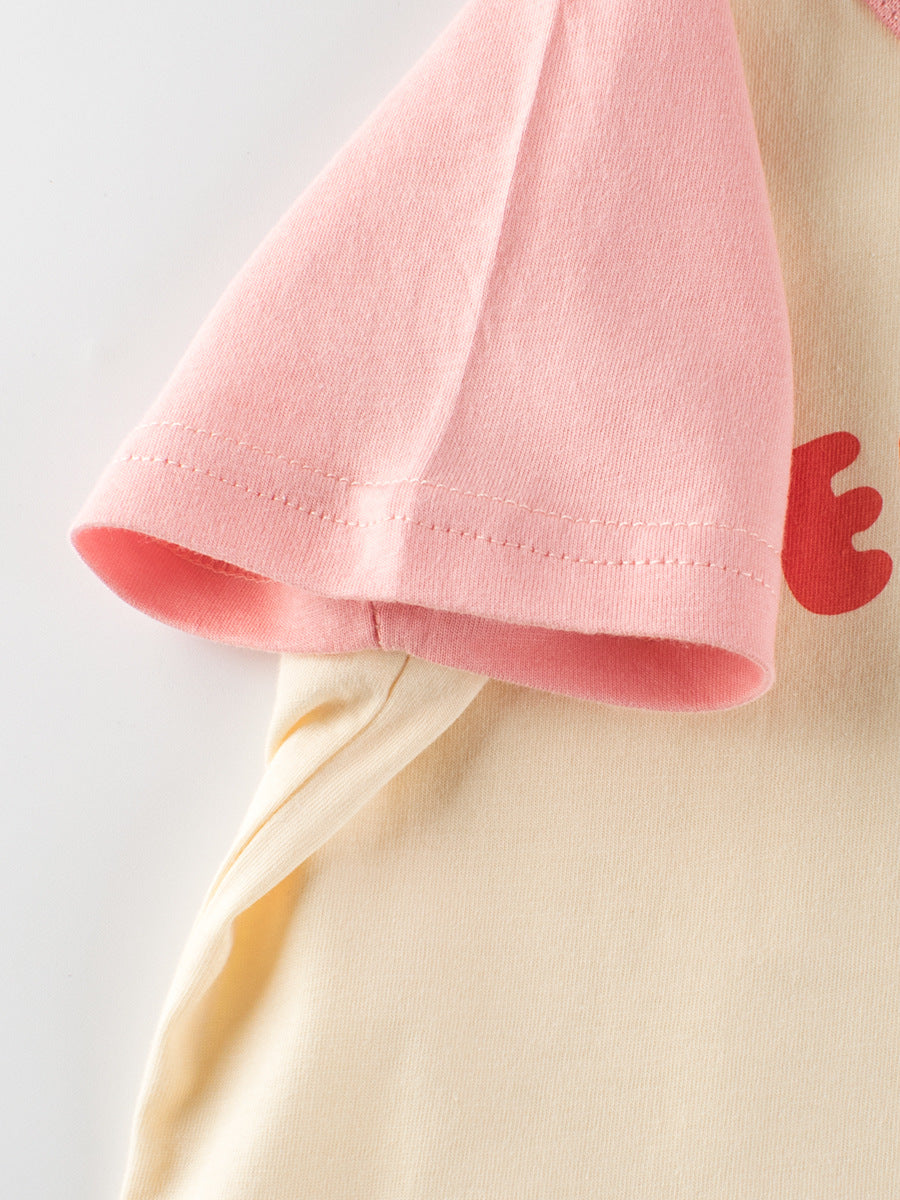 Angry Bear Printing Girls’ Patchwork T-Shirt For Summer, MyKids-USA®, Baby & Toddler Tops, MyKids-USA - - - - - - -