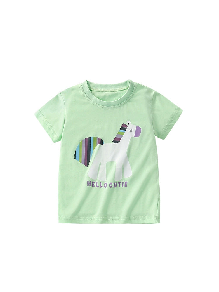 Summer Arrival Unisex Kids’ Horse Cartoon Pattern T-shirt in European and American Style, MyKids-USA®, Baby & Toddler Tops, MyKids-USA - - - - - - -