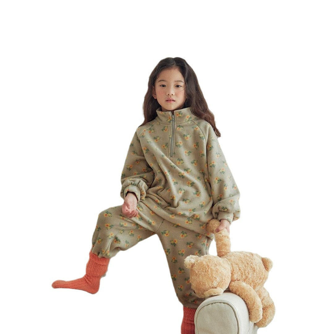 Baby Girl High Neck Jacquard Thick Warm Two Pieces Sets, MyKids-USA®, Baby & Toddler Outfits, MyKids-USA - - - - - - -