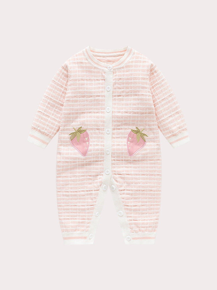 Autumn and Winter Arrival Baby Girls Knitted Strawberry Pattern Rompers, MyKids-USA®, Baby One-Pieces, MyKids-USA - - - - - - -