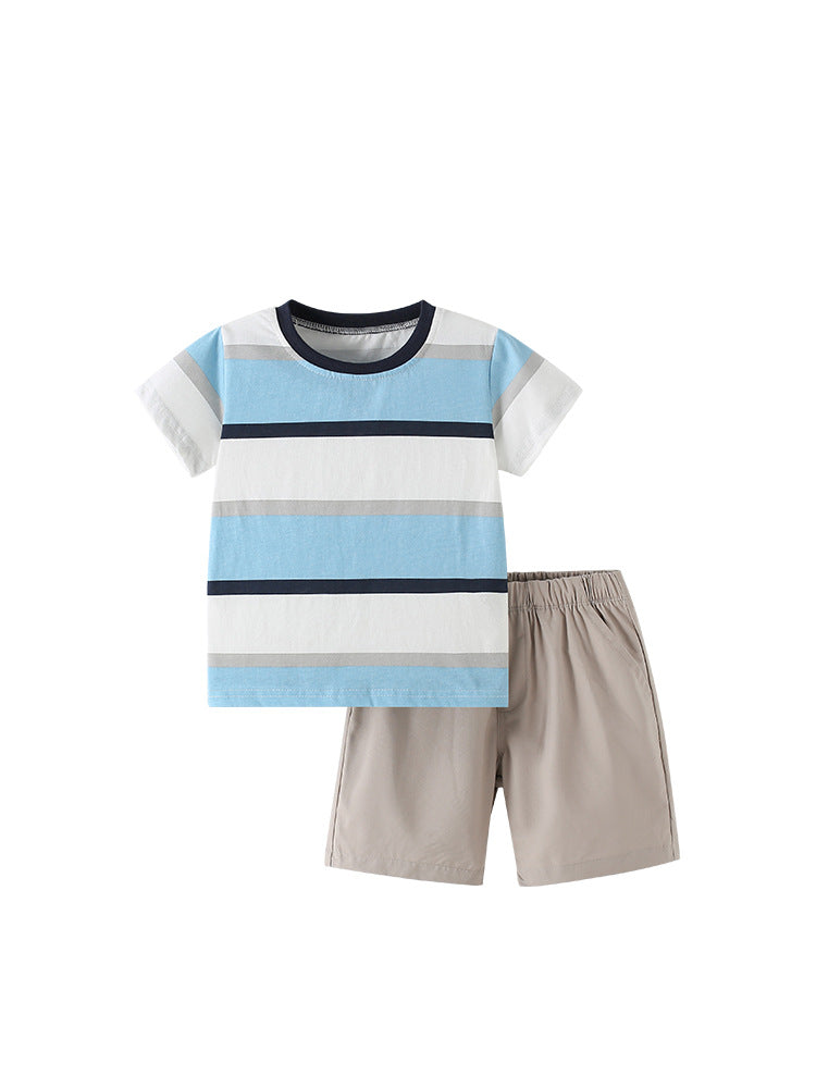 Summer Baby Kids Casual Striped Pattern T-shirt and Shorts Clothing Set for Boys, MyKids-USA®, Baby & Toddler Outfits, MyKids-USA - - - - - - -