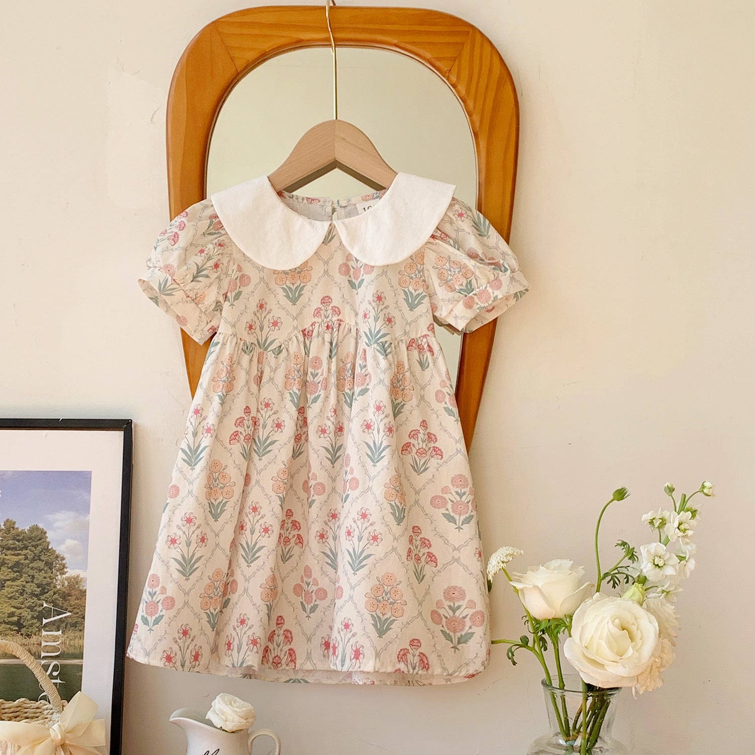 Summer Arrival Baby Kids Girls Cute Short Sleeves Argyle Floral Dress MyKids-USA Summer Arrival Baby Kids Girls Cute Short Sleeves Argyle Floral Dress MyKids-USA