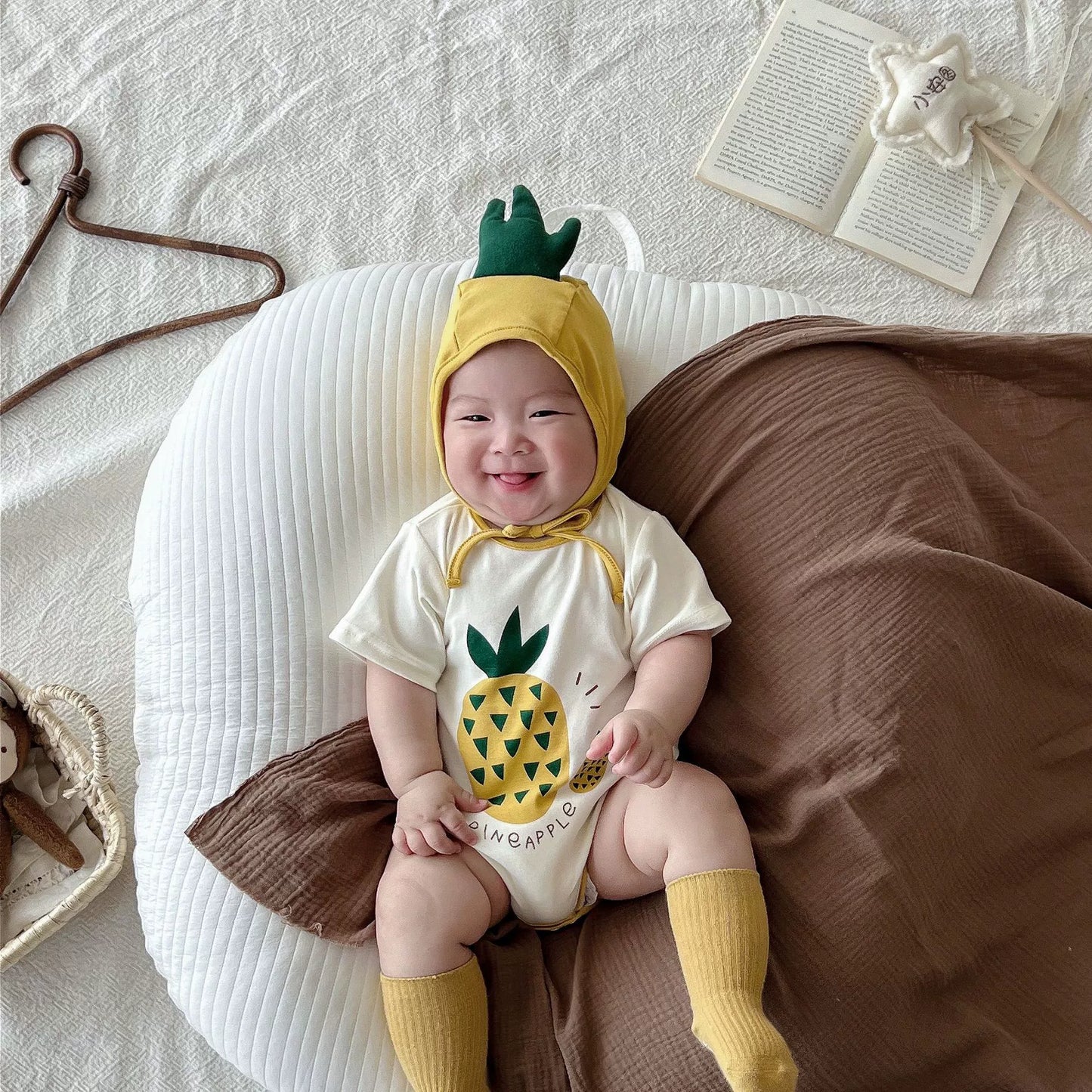 Summer Arrival Baby Unisex Pineapple and Letters Pattern Short Sleeves Onesies, MyKids-USA®, Baby One-Pieces, MyKids-USA - - - - - - -