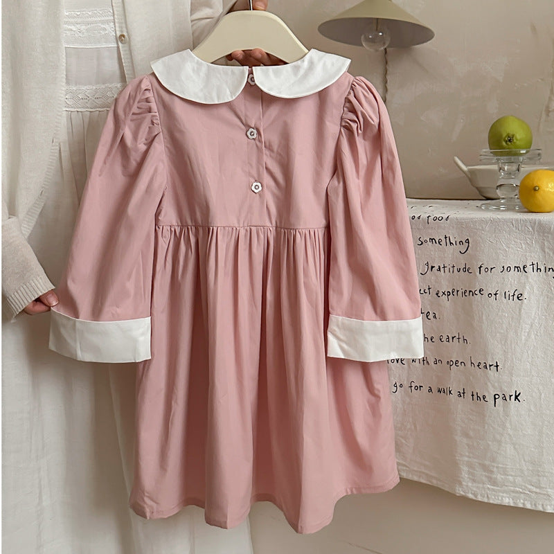 Arrival Autumn Girls Peter Pan Collar Long Sleeves Floral Argyle Pattern Dress, MyKids-USA®, Baby & Toddler Dresses, MyKids-USA - - - - - - -