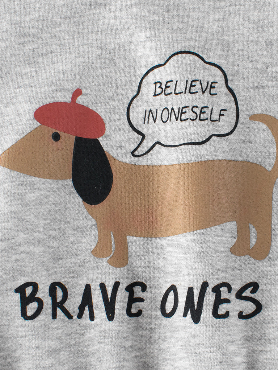 Baby Boy Kids Puppy and Letters Pattern Crew Neck Long Sleeves Warm Cozy Pullover, MyKids-USA®, Baby & Toddler Outerwear, MyKids-USA - - - - - - -