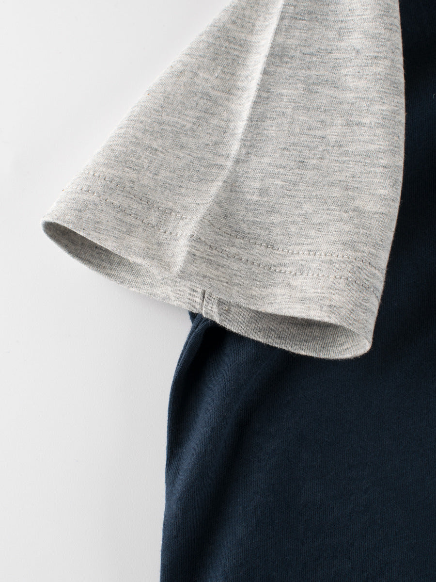 Boys’ Dog Logo Print Color Patchwork T-Shirt In European And American Style, MyKids-USA®, Baby & Toddler Tops, MyKids-USA - - - - - - -