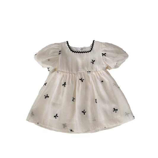 New Design Summer Baby Kids Girls Bows Embroidery Dress