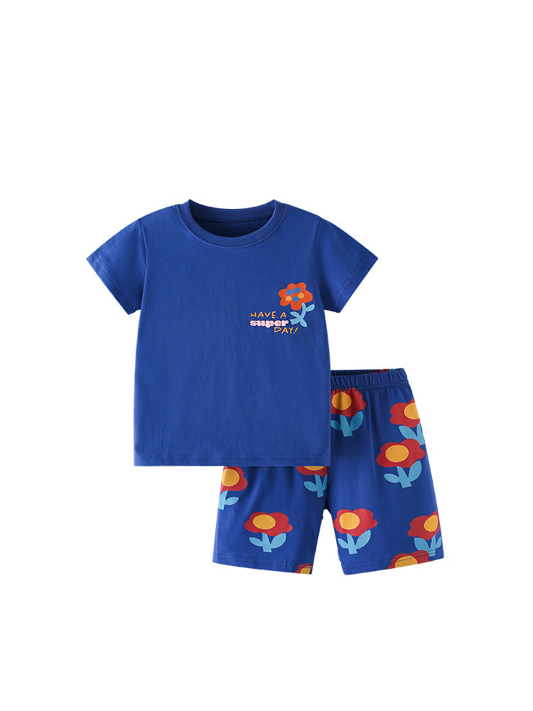 Summer Baby Kids Flowers and Letters Pattern T-shirt and Shorts Clothing Set for Girls, MyKids-USA®, Baby & Toddler Outfits, MyKids-USA - - - - - - -