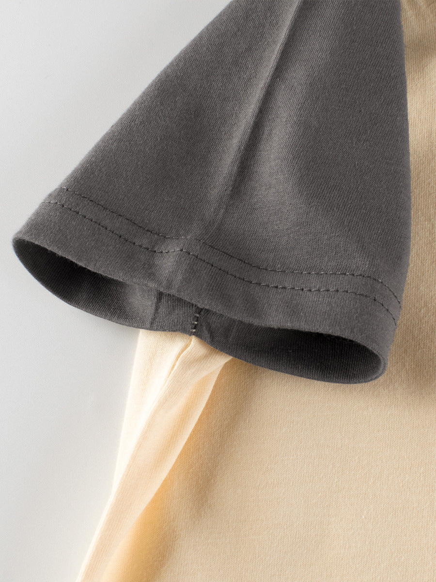 Rabbit Sweet Smile Print Girls’ Patchwork T-Shirt In European And American Style For Summer, MyKids-USA®, Baby Activity Tops, MyKids-USA - - - - - - -