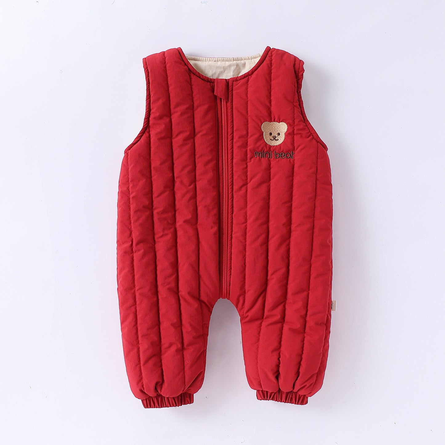 Autumn and Winter Arrival Baby Kids Unisex Teddy Bears Embroidery Pattern Sleeveless Casual Rompers, MyKids-USA®, Baby One-Pieces, MyKids-USA - Size/Age - 66 (3-6M) - Color - Red - - - TR2601051759-D.