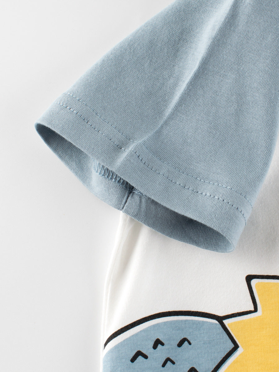 Boys’ Cartoon Animals Print Color Patchwork T-Shirt In European And American Style, MyKids-USA®, Baby & Toddler Tops, MyKids-USA - - - - - - -