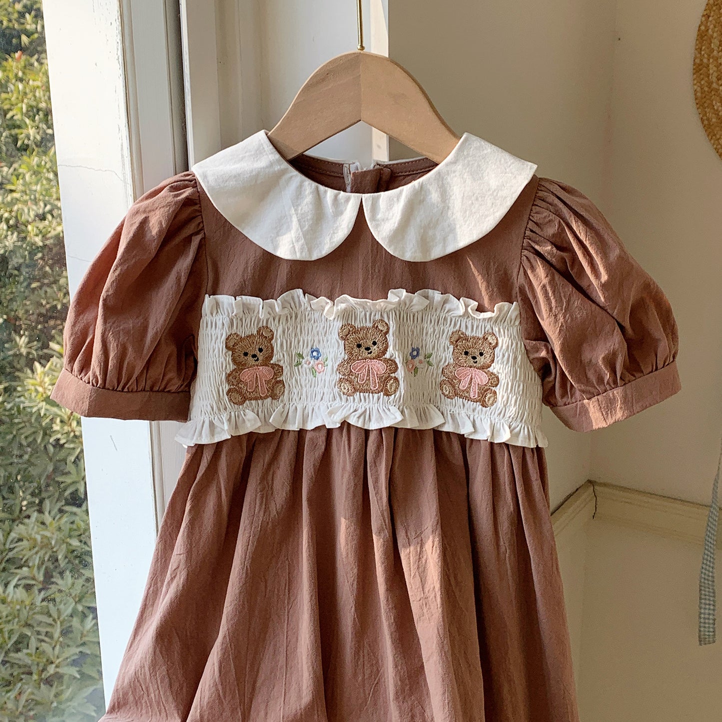 Summer Hot Selling Baby Kids Girls Cute Short Sleeves Teddy Bear Embroidered Dress, MyKids-USA®, Baby & Toddler Dresses, MyKids-USA - - - - - - -