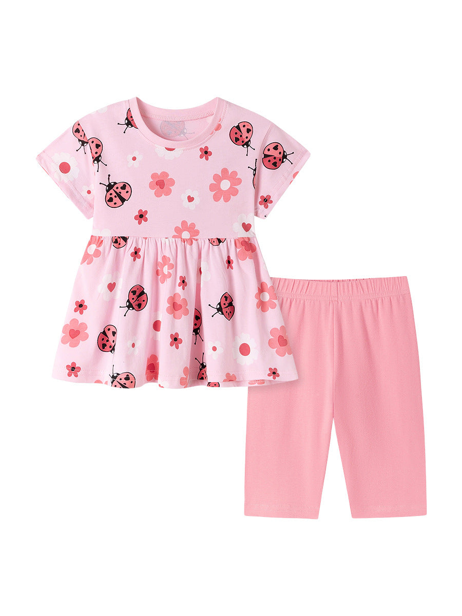 Summer Hot Selling Baby Kids Girls Short Sleeves Cartoon Pattern T-shirt and Plain Pants Clothing Set, MyKids-USA®, Baby & Toddler Outfits, MyKids-USA - - - - - - - .
