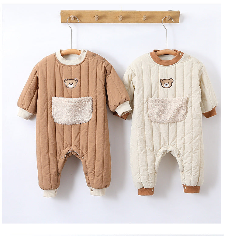 Autumn and Winter Arrival Baby Unisex Teddy Pattern Long Sleeves Casual Thickened Rompers, MyKids-USA®, Baby One-Pieces, MyKids-USA - - - - - - -