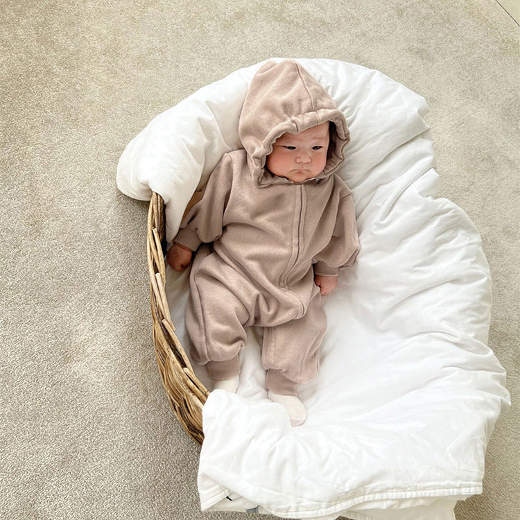 Arrival Winter and Autumn Baby Unisex Solid Color Long Sleeves Zip-up Hooded Rompers, MyKids-USA®, Bodysuits, MyKids-USA - - - - - - - .