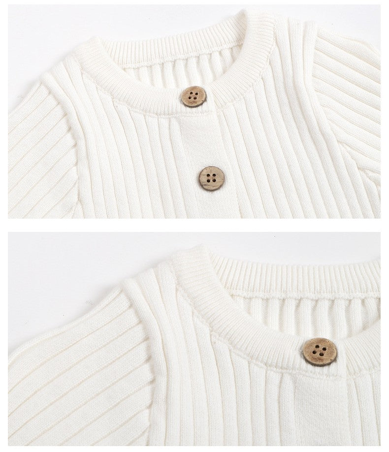 Hot Selling Autumn Baby Kids Long Sleeves Solid Color Single Breasted Rompers