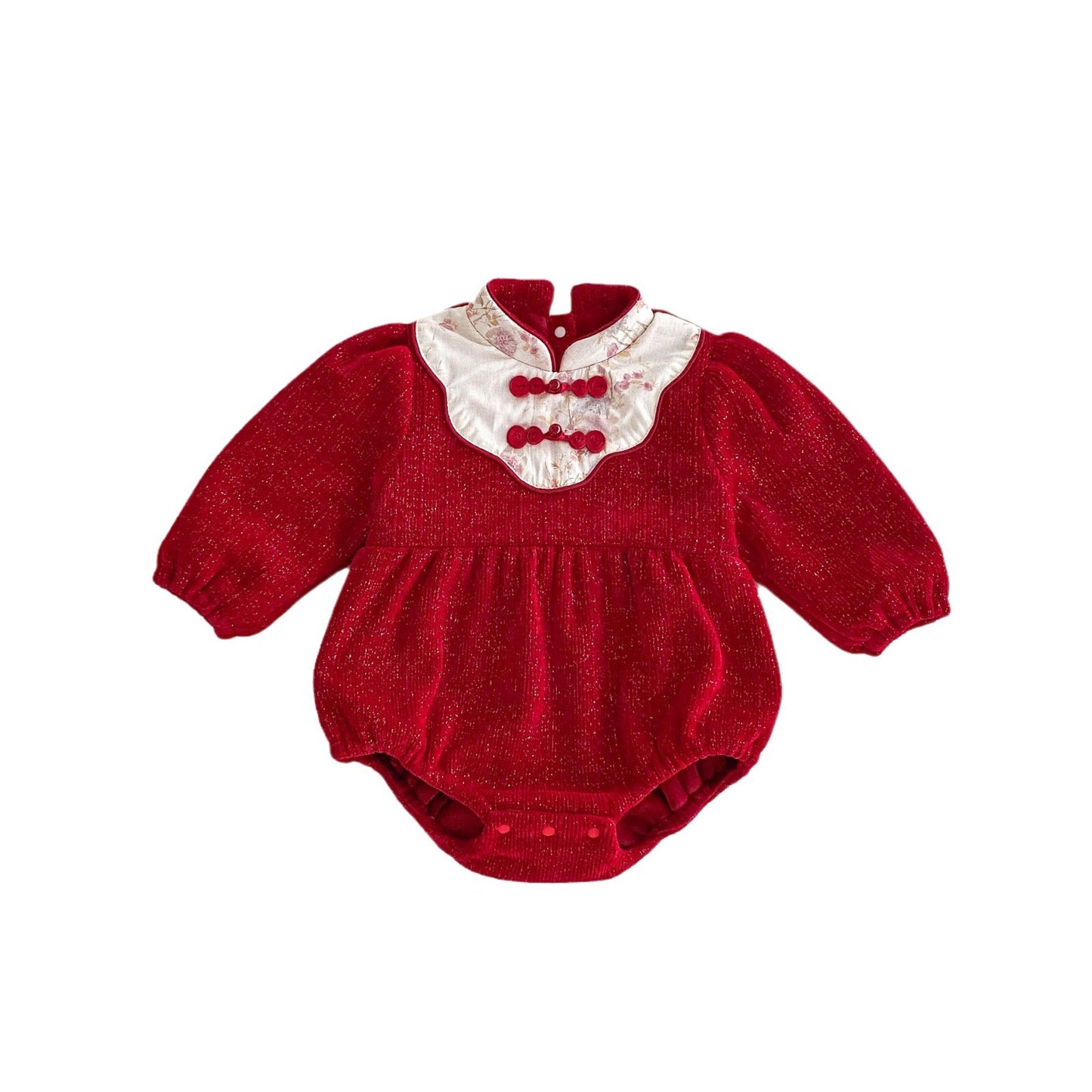 Winter Arrival Baby Girls Cute Floral Print Red Long Sleeves Onesies, MyKids-USA®, Baby One-Pieces, MyKids-USA - - - - - - -