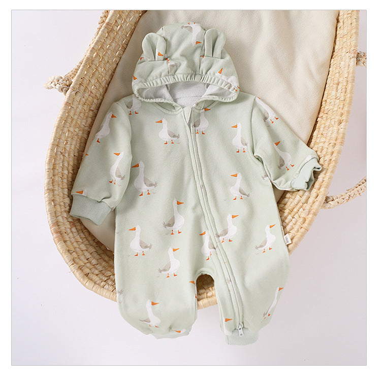 Autumn and Spring Arrival Baby Unisex Simple Animals Pattern Long Sleeves Zip-up Rompers, MyKids-USA®, Baby One-Pieces, MyKids-USA - Size/Age - 66 (3-6M) - Color - Green - - - TR2410171704-B