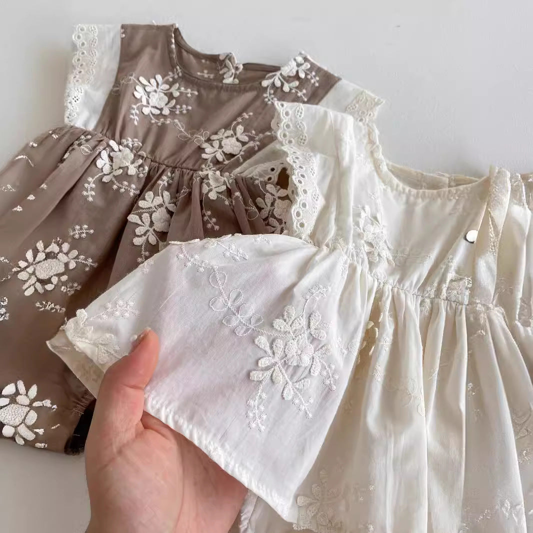 Summer Arrival Baby Girls Sleeveless Flowers Pattern Embroidery Bodysuit, MyKids-USA®, Baby One-Pieces, MyKids-USA - - - - - - - .