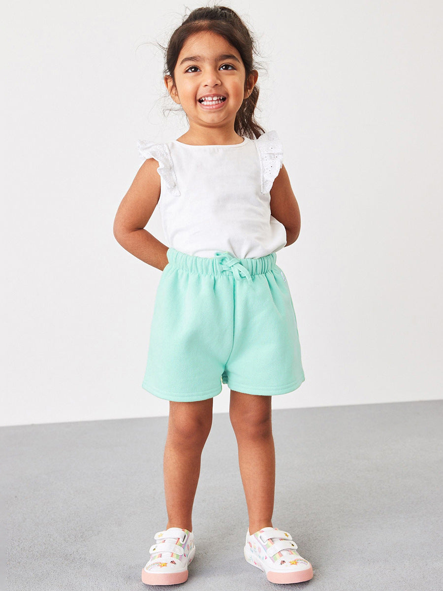 Girls Solid Color Soft Casual Style Rainbow Logo Shorts, MyKids-USA®, Baby & Toddler Bottoms, MyKids-USA - - - - - - -