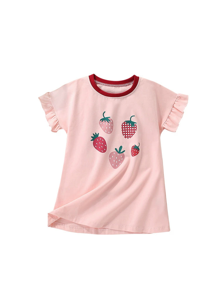 Summer Arrival Pink Strawberry Pattern Short Sleeves Cute Dress for Stylish Girls, MyKids-USA®, Baby & Toddler Dresses, MyKids-USA - - - - - - -